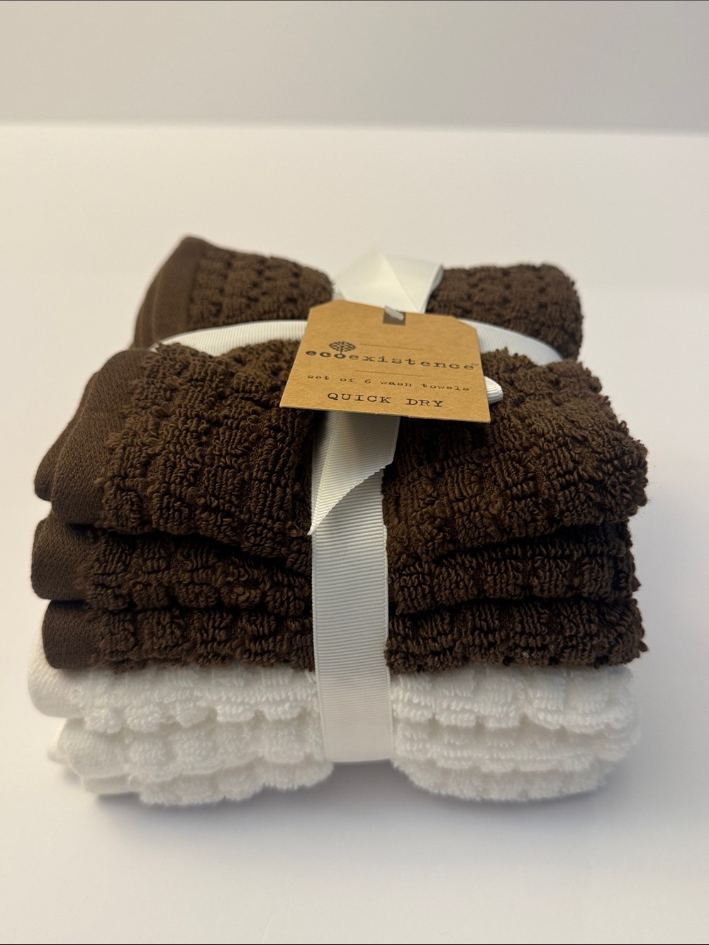 10pc ECOEXISTENCE Quick Dry 100% Cotton Oversized Bath Towel Set - Chocolate - Picture 6 of 11